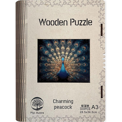 Epee Wooden puzzle Charming peacock A3