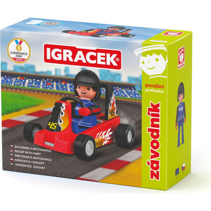 Igráček Závodník - figurka s červenou motokárou