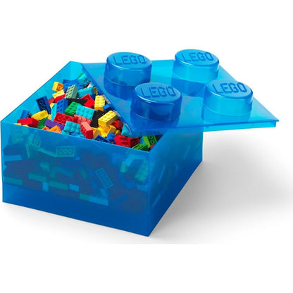 LEGO úložný box 4 s víkem - průhledná modrá