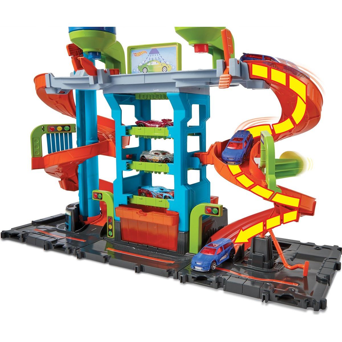 Hot Wheels City Color Shifters automyčka se spirálou
