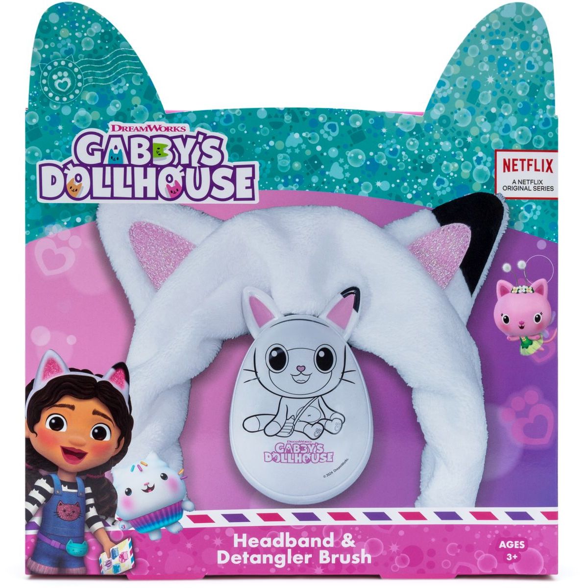 Gabbys Dollhouse set kartáč na vlasy + kosmetická čelenka