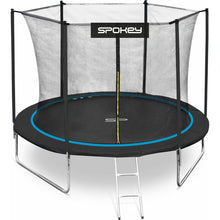 Spokey Jumper Trampolína černo-modrá, průměr 244 cm s ochrannou sítí a žebříkem