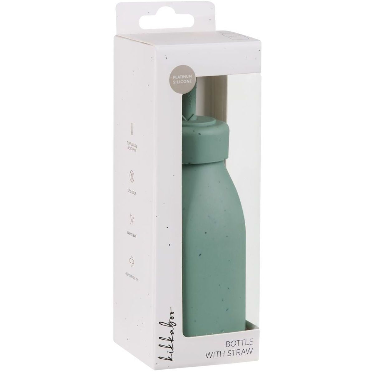 KikkaBoo Láhev s brčkem Platinum Silicone Sage