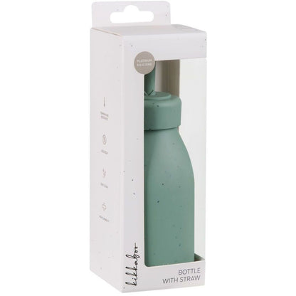 KikkaBoo Láhev s brčkem Platinum Silicone Sage