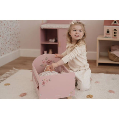 Little Dutch Postýlka pro panenky dřevěná s peřinkou Pink