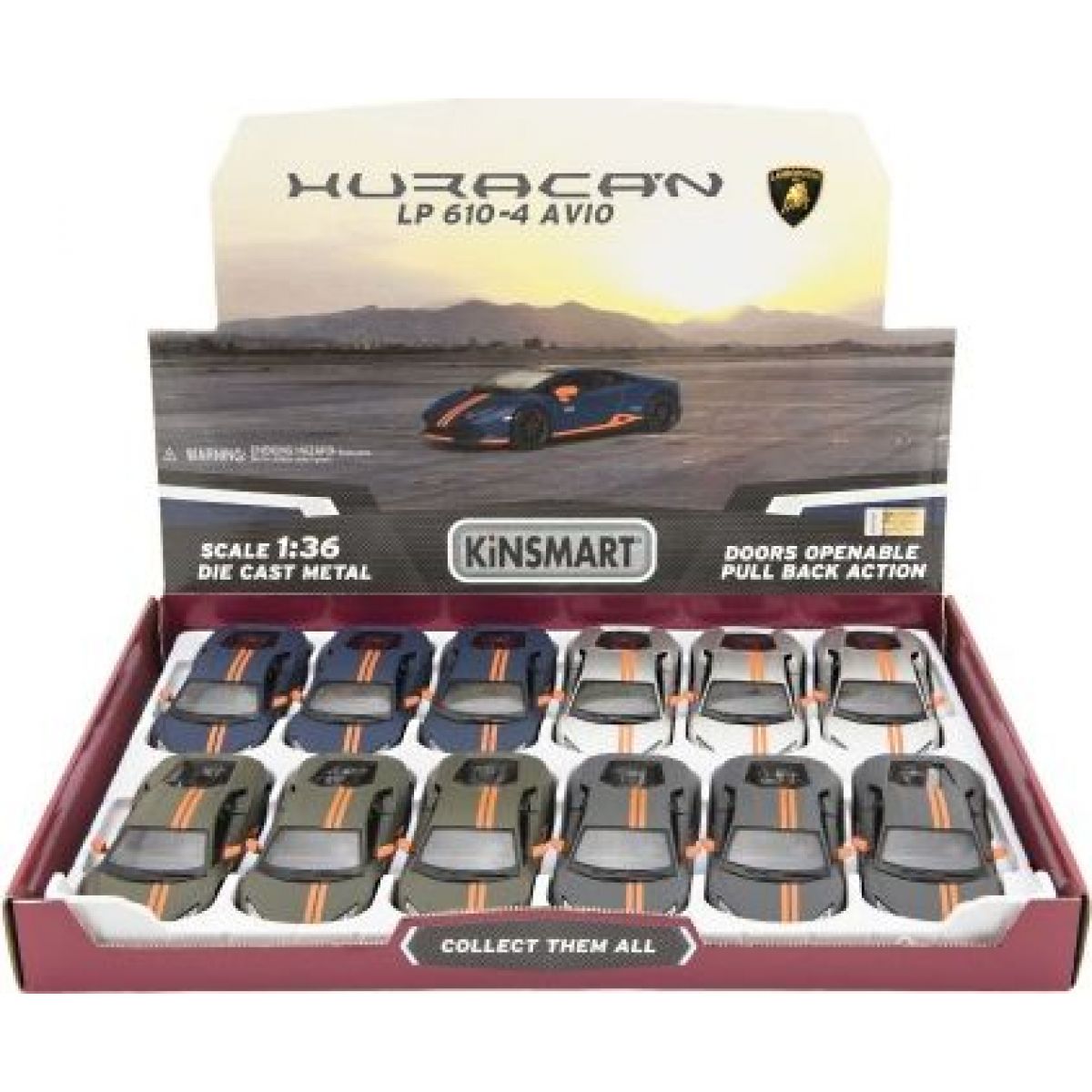 Kinsmart Lamborghini Huracan kov 12 cm šedé