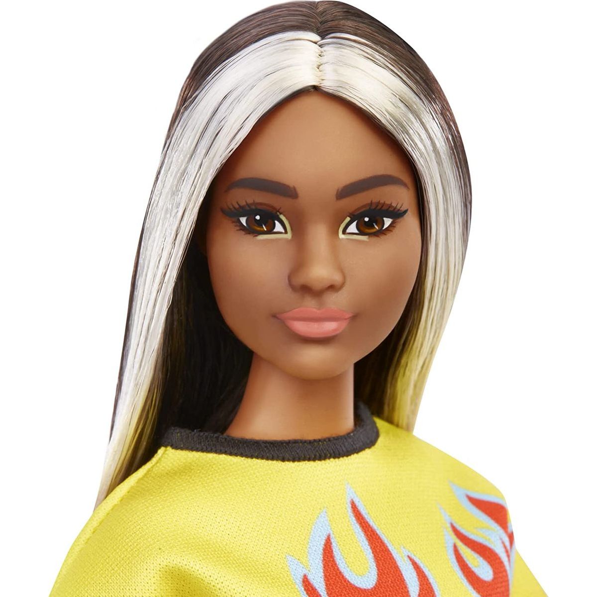 Barbie modelka 30 cm - ohnivé tričko a kostkovaná sukně