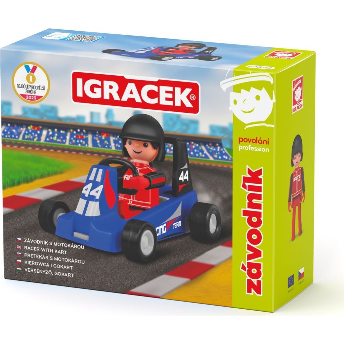 Igráček Závodník - figurka s modrou motokárou