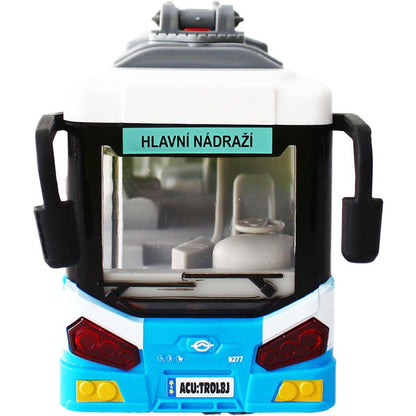 Městský trolejbus na setrvačník s osvětlením a zvukem - modrý