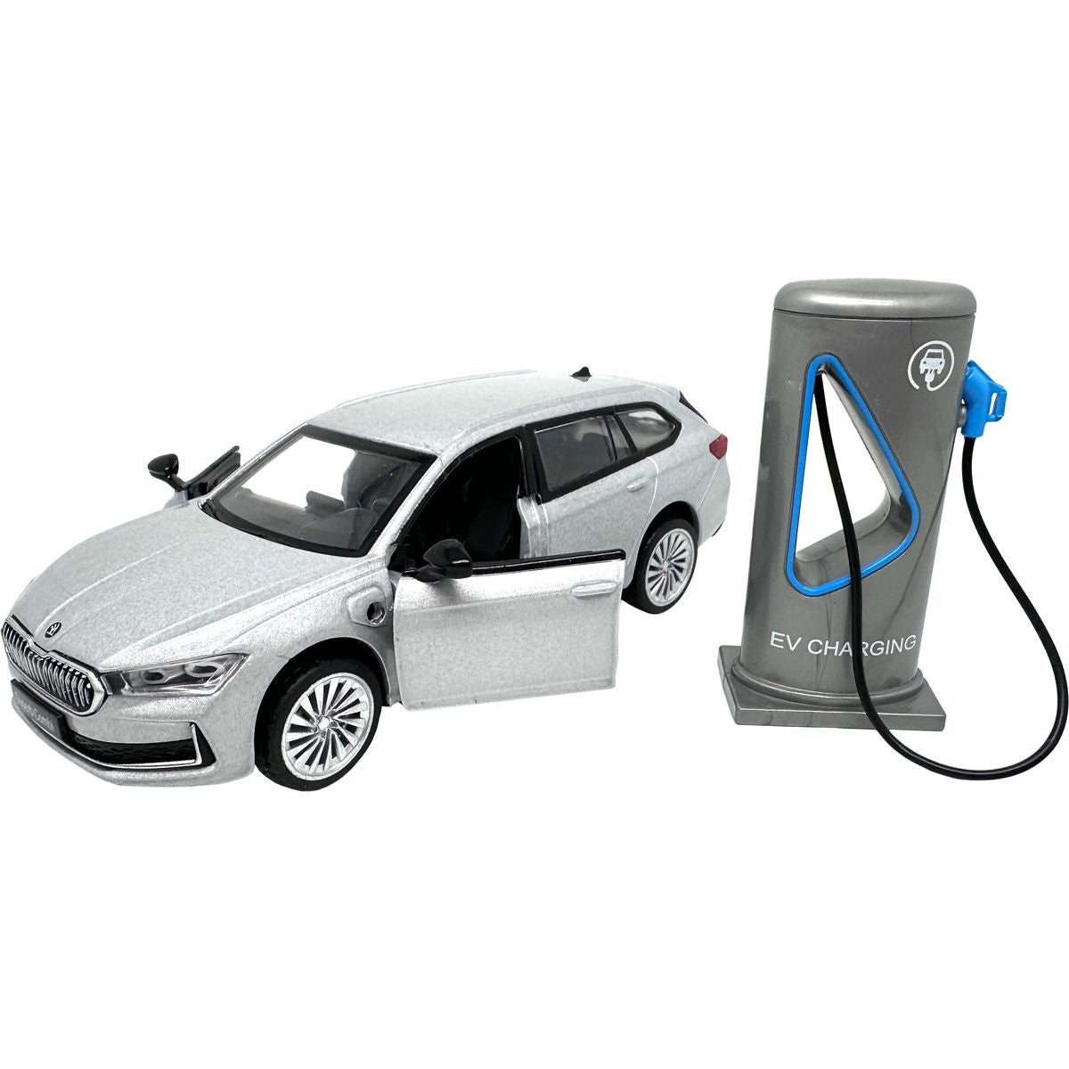 Sparkys 1:35 Škoda Superb IV Combi Stříbrně šedá + nabíjecí stanice