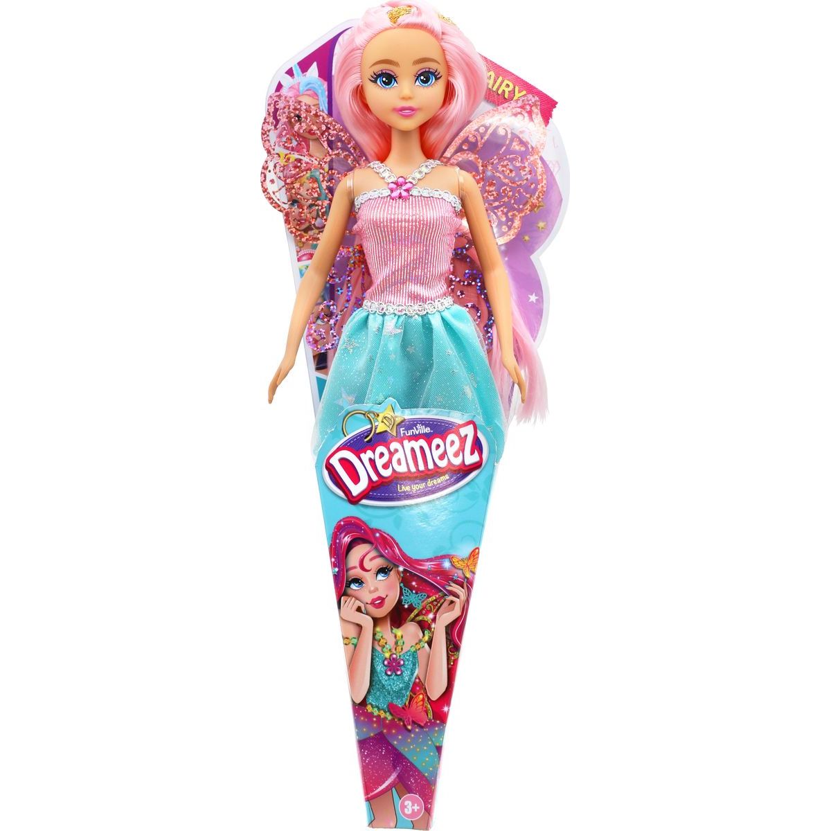 Funville Dreameez víla v kornoutku růžové vlásky