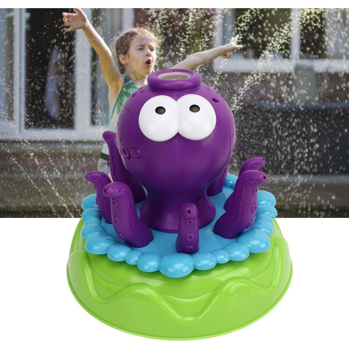 Alltoys Stříkací chobotnice na zahradu s bublifukem 150 ml zelený podstavec