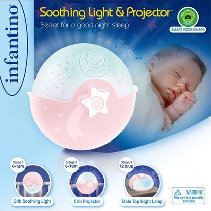 Infantino Noční lampička s projekcí růžová