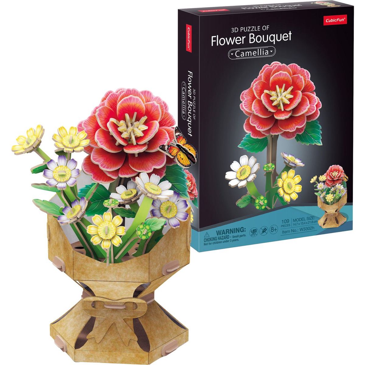 CubicFun Puzzle 3D Kytice z květů kamélií 109 dílků