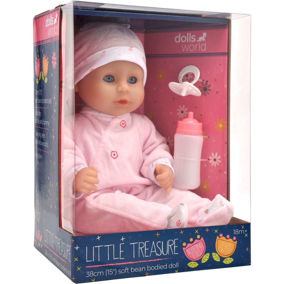 Dolls World - Miminko Little Treasure PINK - 38 cm se zavíracími očima