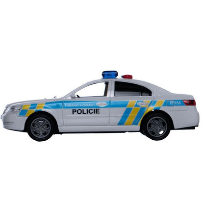 Policejní auto 15 cm se zvukem se světlem na setrvačník