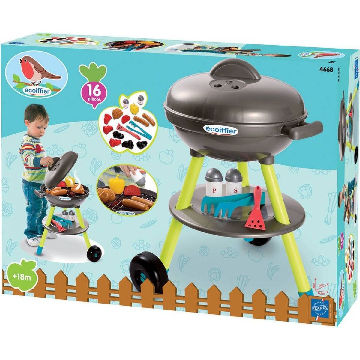 Ecoiffier Zahradní gril černý, přísl.