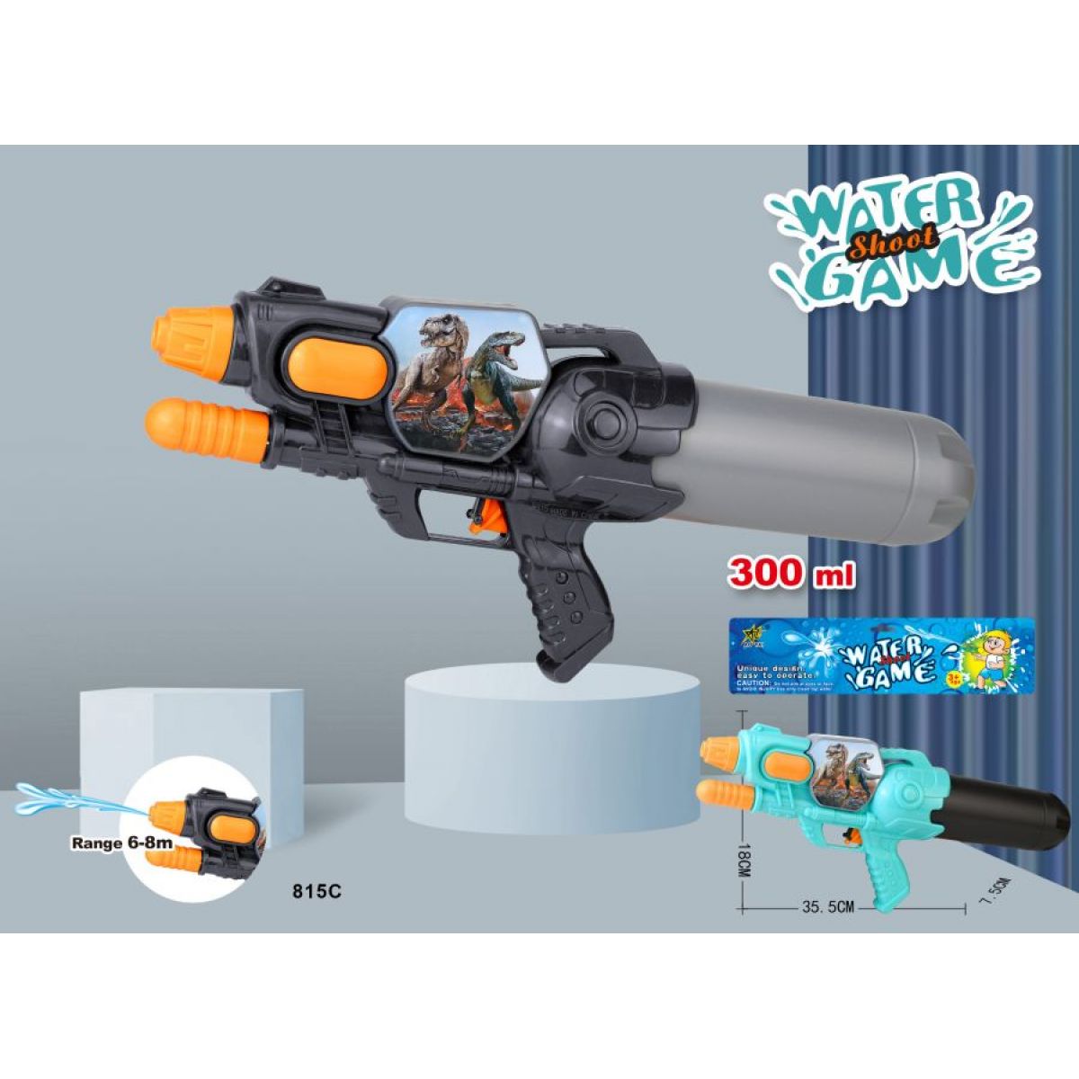 Alltoys Vodní pistole 35,5 cm - zeleno - černá