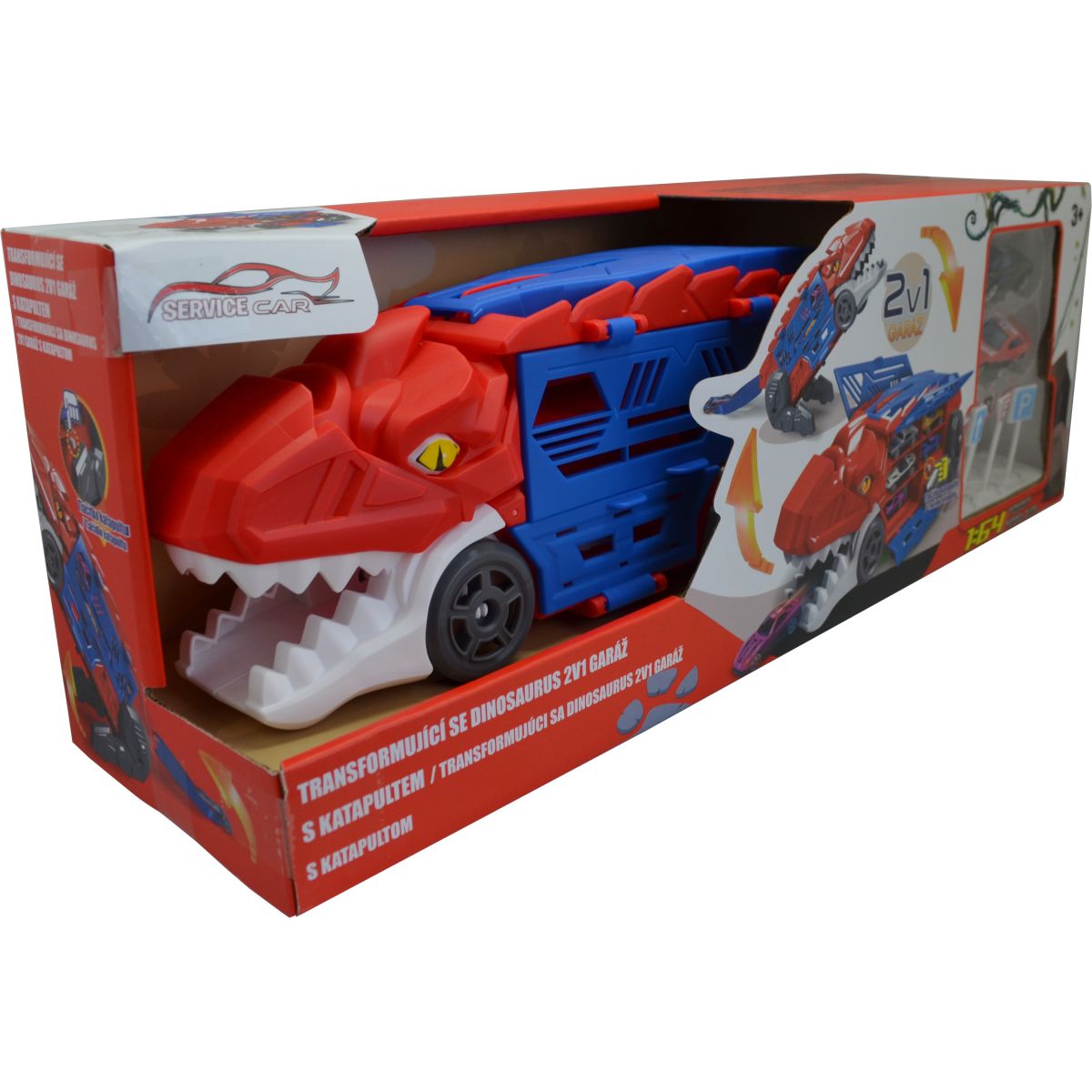 Sparkys Transformující se dinosaurus 2v1 garáž s katapultem