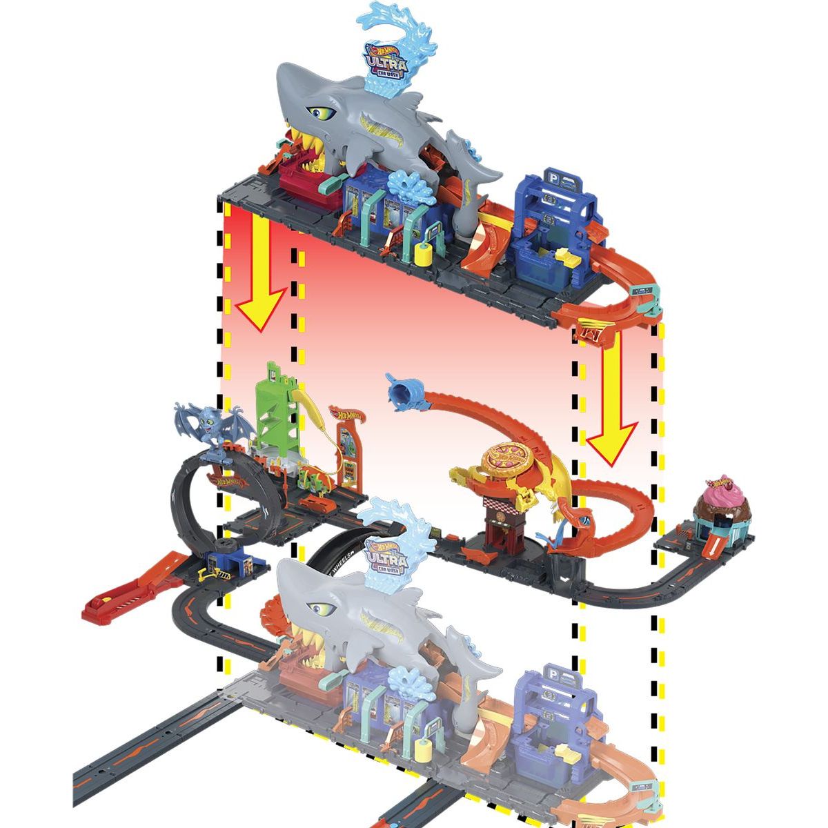 Hot Wheels City Color Reveal automyčka se žralokem