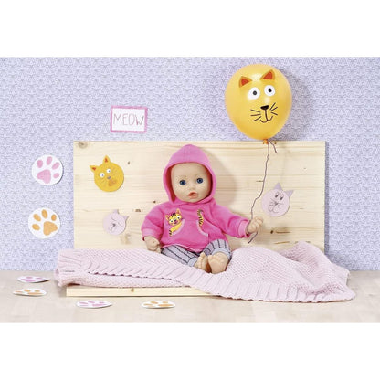 Dolly Moda Růžová teplákovka s kočičkou, 36 cm