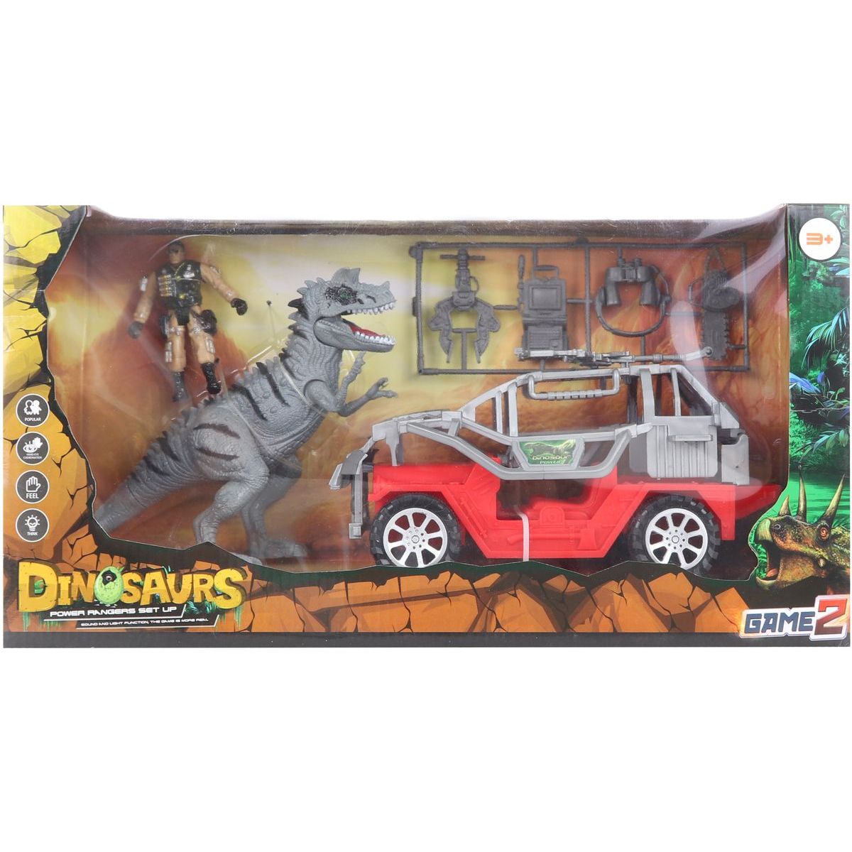 Terénní auto s dinosaurem