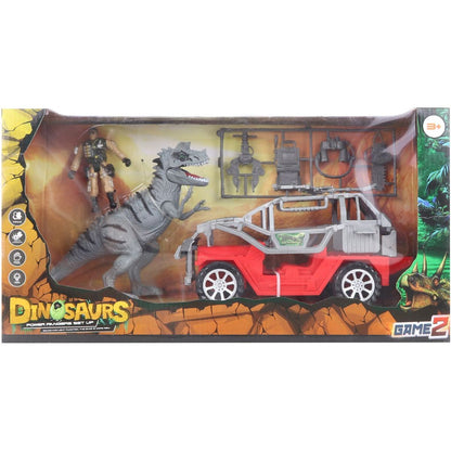 Terénní auto s dinosaurem