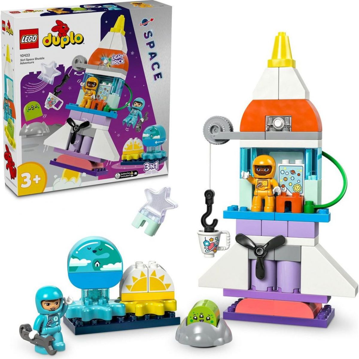 LEGO® DUPLO® 10422 Vesmírné dobrodružství s raketoplánem 3 v 1
