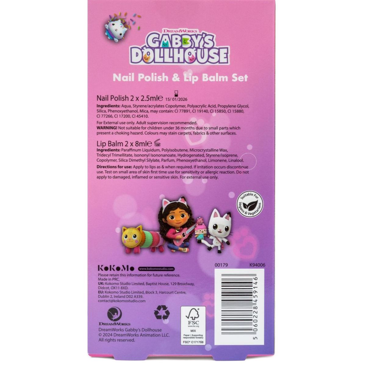 Gabbys Dollhouse set balzámů na rty a laků na nehty