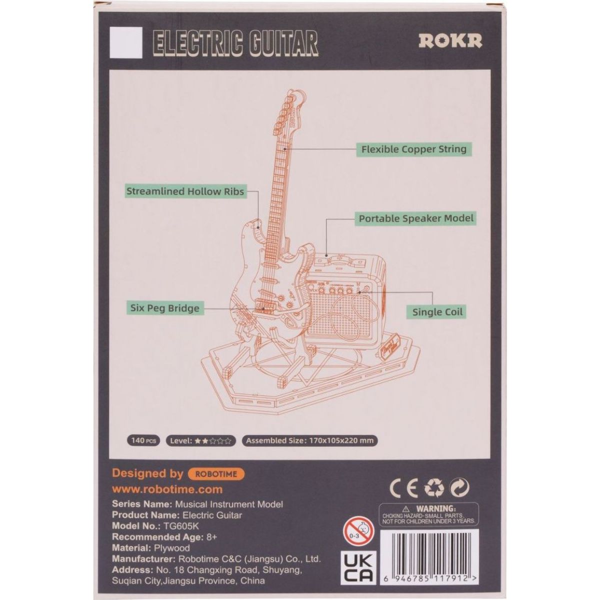 RoboTime dřevěné 3D puzzle Elektrická kytara