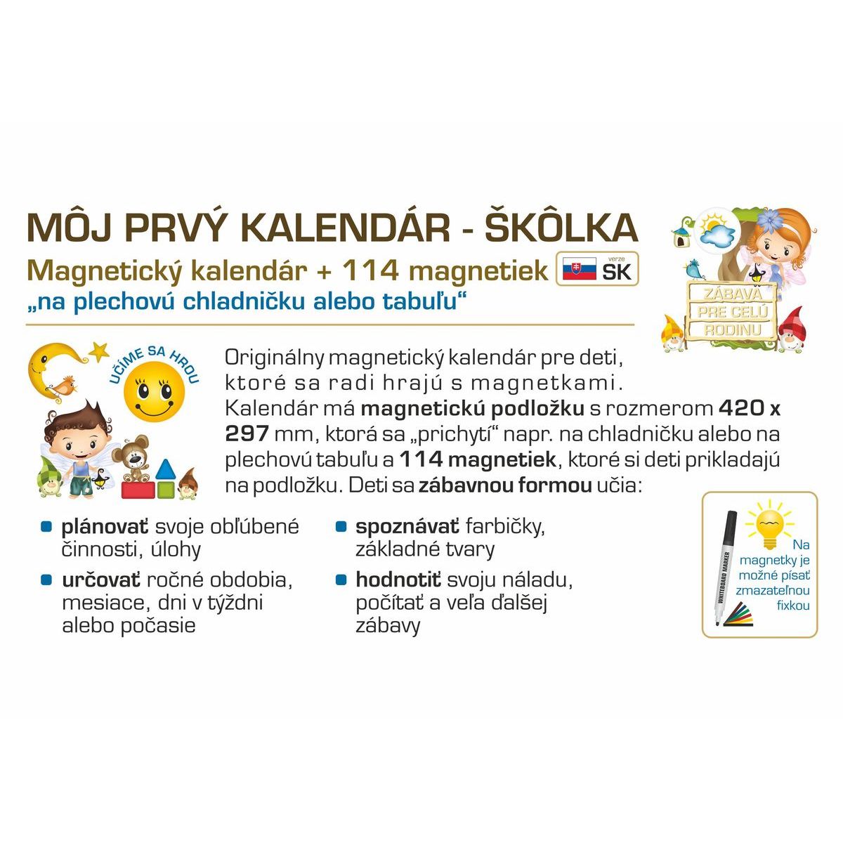 Kalendár magnetický - Škôlka 114 ks magnetiek v kartóne SK verzia