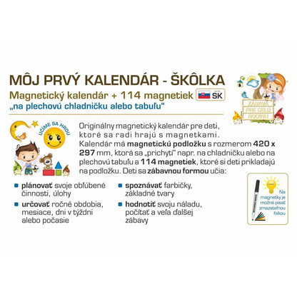 Kalendár magnetický - Škôlka 114 ks magnetiek v kartóne SK verzia