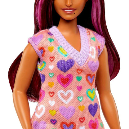 Barbie modelka šaty se sladkými srdíčky