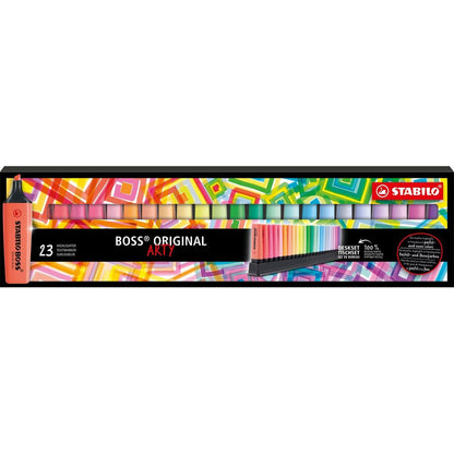 Zvýrazňovač STABILO BOSS ORIGINAL ARTY 23 ks deskset, 9 neonových a 14 pastelových barev