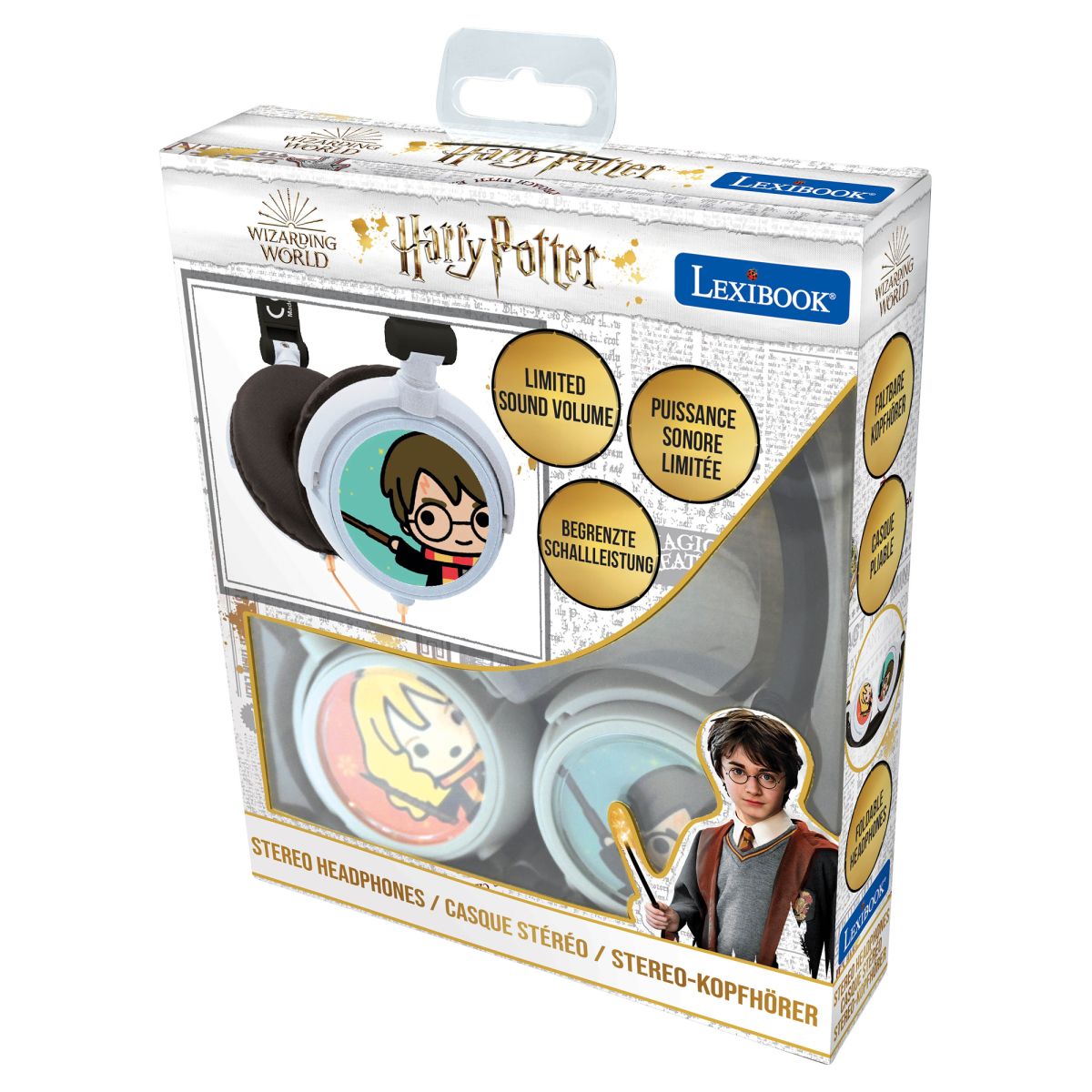 Lexibook Skládací drátová sluchátka Harry Potter s limitem hlasitosti