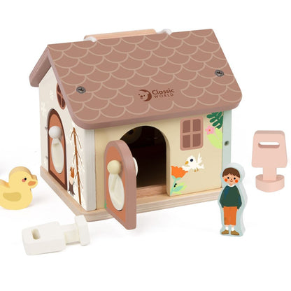 Teddies Skládanka vkládačka dům dřevo 11ks 16x15x14cm 18m+