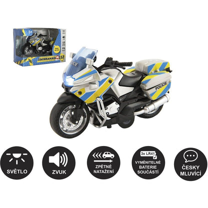 Motorka policejní 12 cm a zpětné natažení se světlem a zvukem CZ