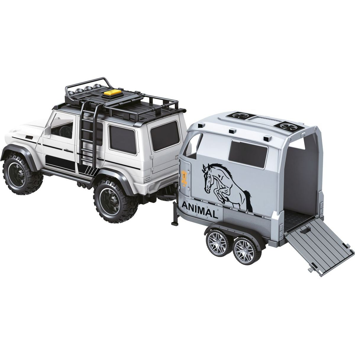 Sparkys CITY SERVICE CAR - 1:14 - Terénní vozidlo s přívěsem a koněm (se zvukem a světly)