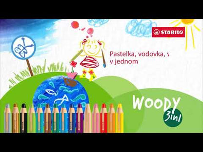 Pastelka, vodovka & voskovka v jednom STABILO woody 3 in 1 ARTY 6 ks sada s ořezávátkem